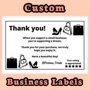 Custom Business Labels | 50 PCS | Thermal Labels | Black White | Stickers